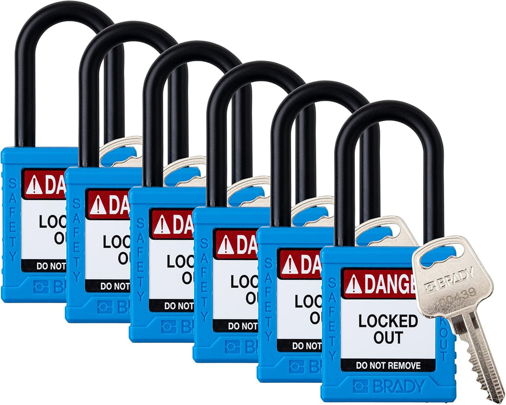 6 Pack Red Keyed Alike Safety Lockout Padlocks N81725