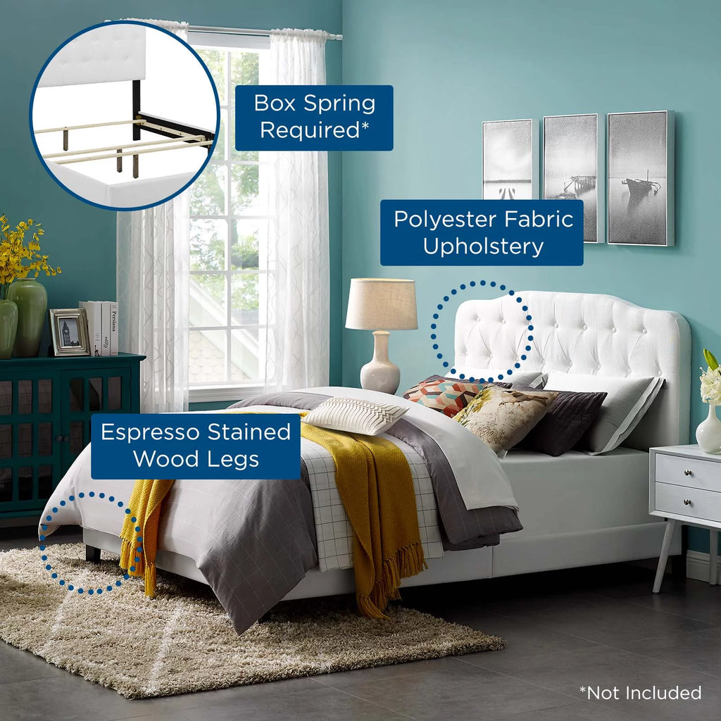 Twin Upholstered Fabric Bed in White S202404