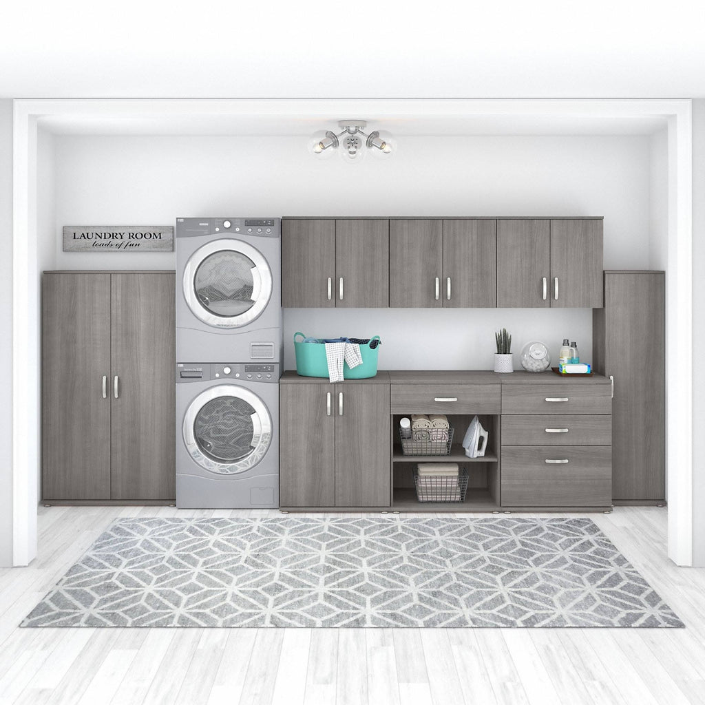 White Floor Storage Cabinet with Doors and Shelves O20569