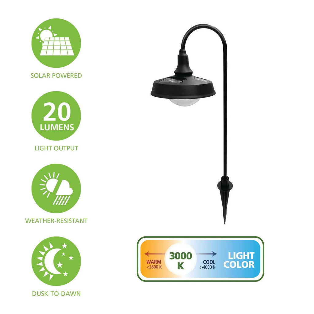 Matte Black Metal Solar Powered LED Landscape Walkway Light Z351990
