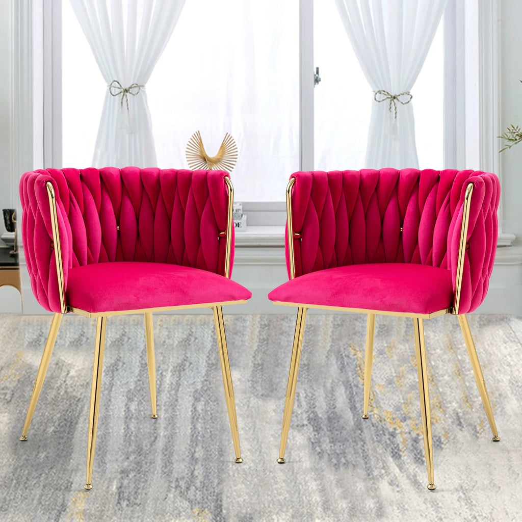 Red Velvet Tufted Dining Chair Set of 2 B124943