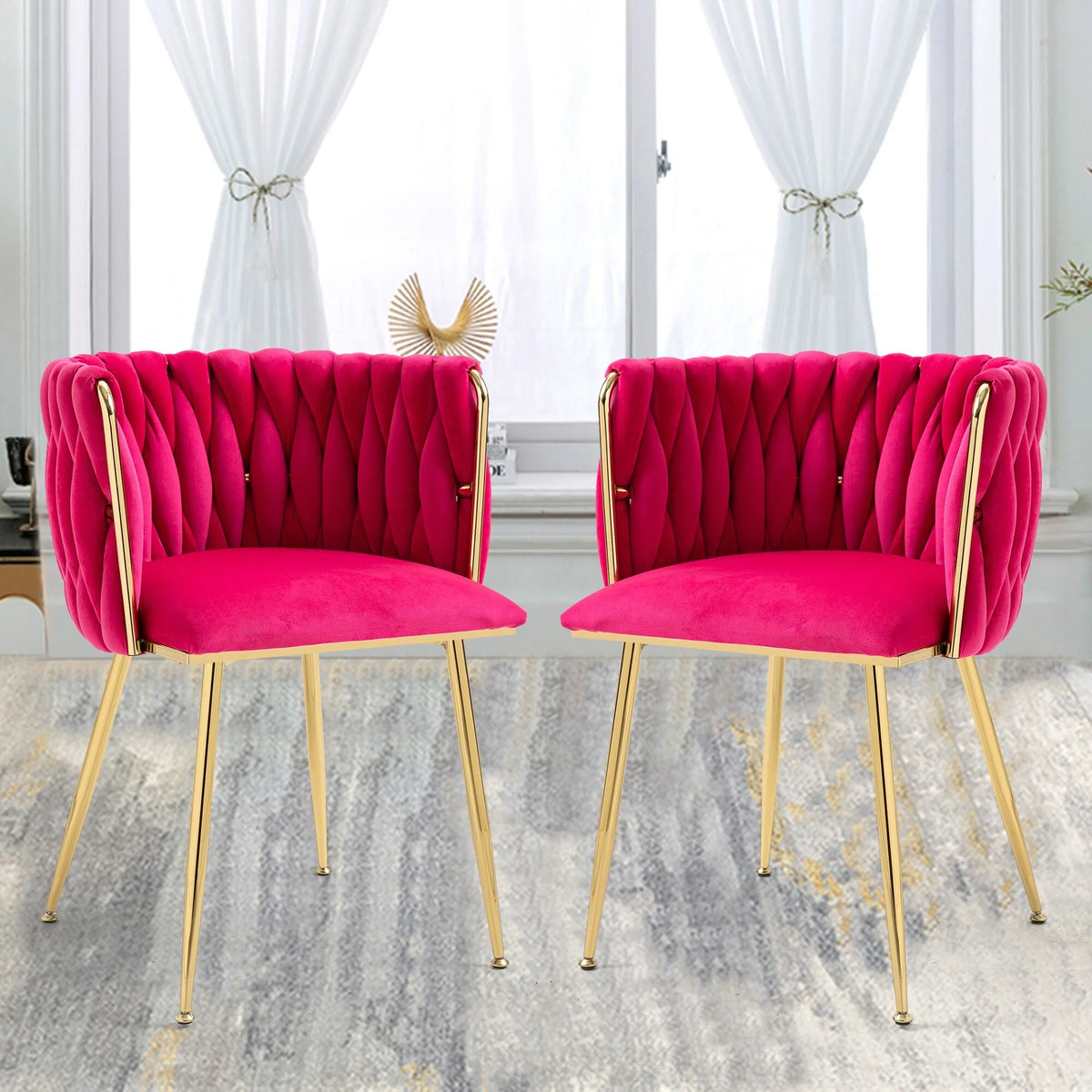 Red Velvet Tufted Dining Chair Set of 2 B124943