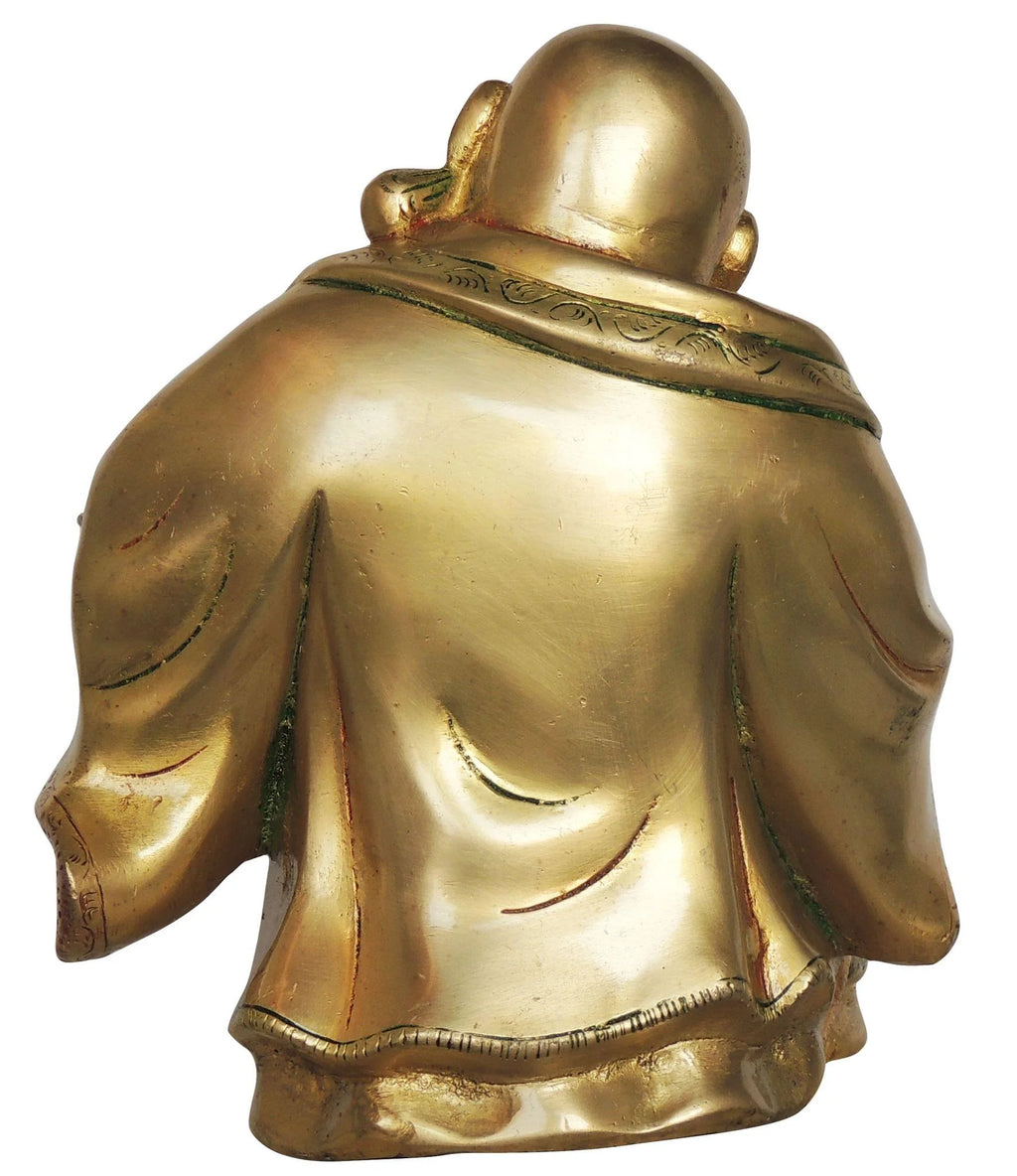 Brass Laughing Budha Idol Statue C985