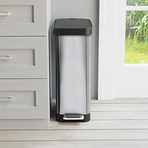 45 Liter Stainless Steel Slim Trash Can with Soft Close Lid W29696