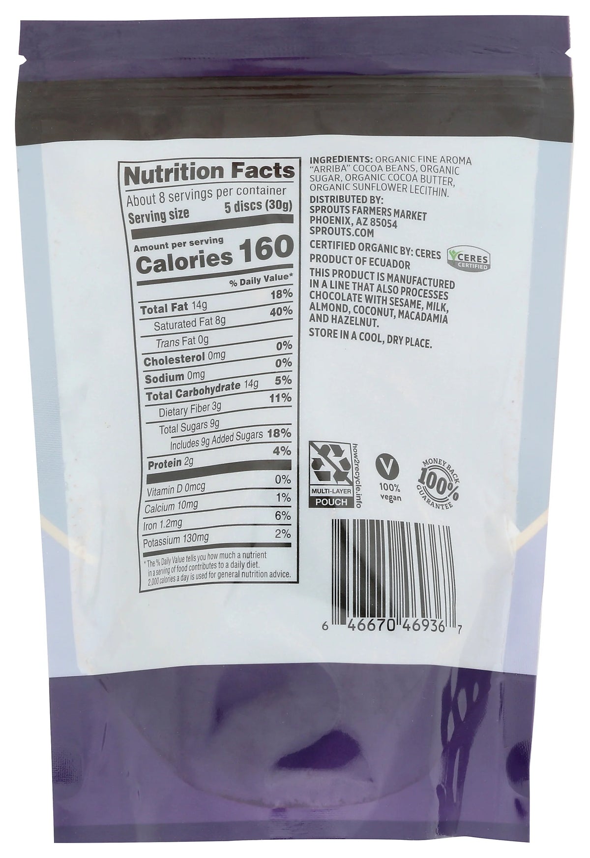 Organic Dark Chocolate Bites 70% Cocoa 8 Ounce Pack Of 12 Q9470