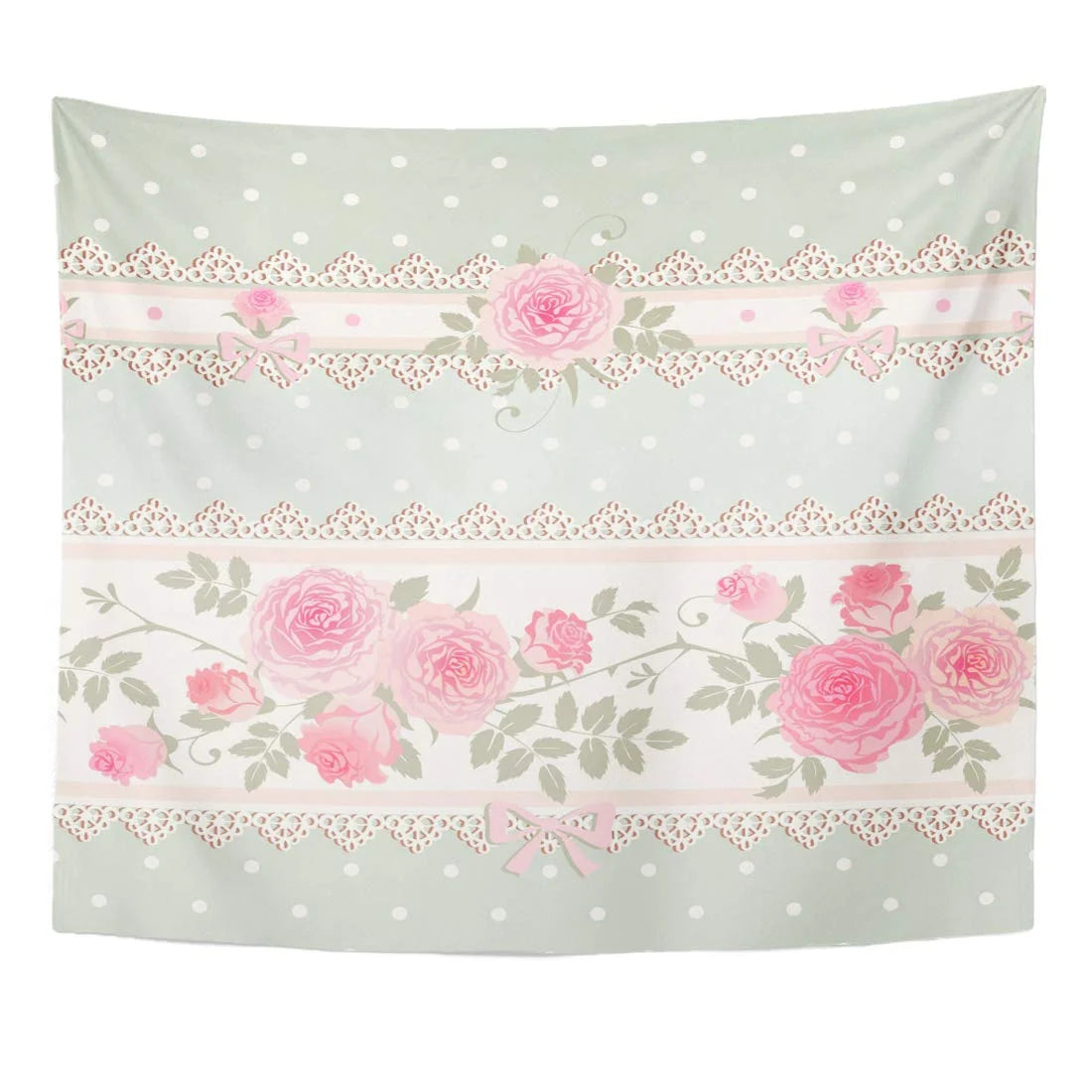 Green Vintage Floral Polka Dot Tapestry 51x60 inch G724