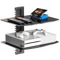 Black 2 Shelf Tempered Glass Floating Shelves I72214
