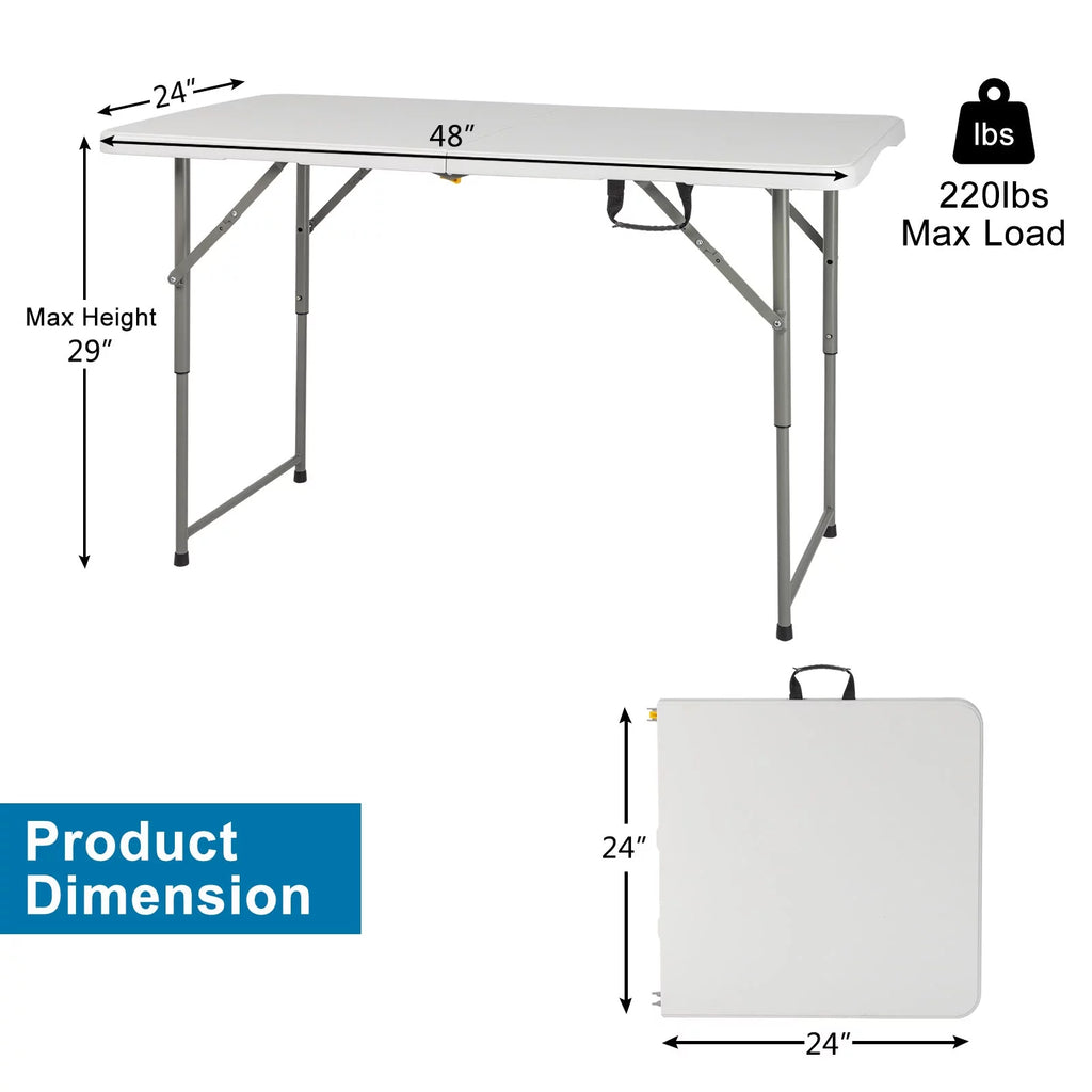 4 Ft White Plastic Folding Table Q17858