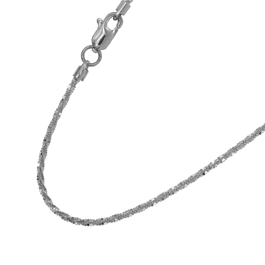 14k Solid White Gold Sparkle Chain Necklace, 20 Inches G9483