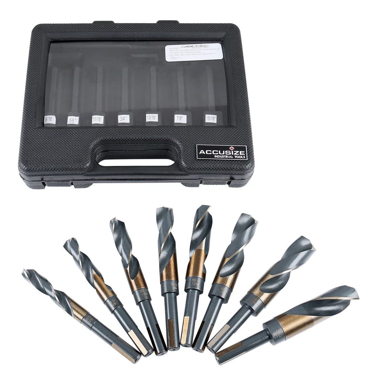 M35 Cobalt 1/2" Shank Drill Set of 8 Pieces L4154