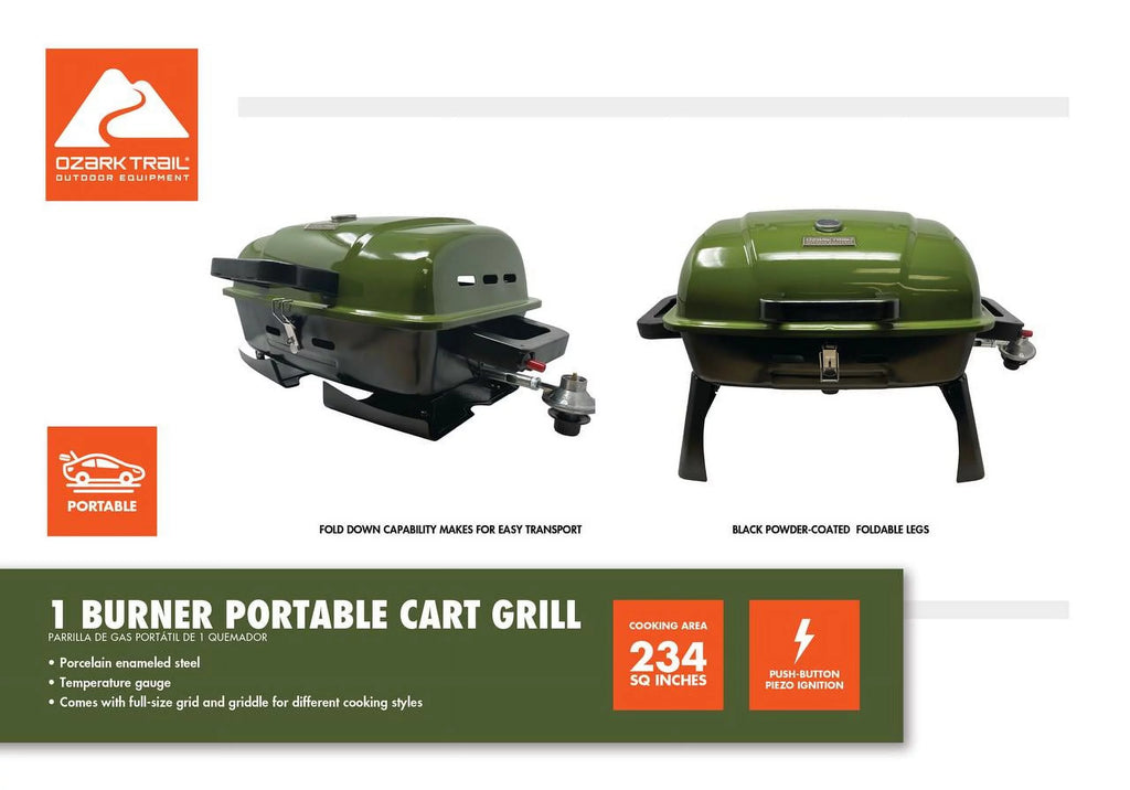 Portable 1 Burner Propane Grill with Griddle Plate U13130