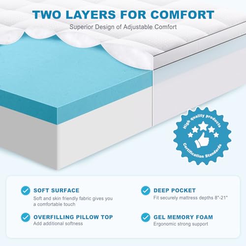 Queen Size 4 Inch Dual Layer Memory Foam Mattress Topper H317