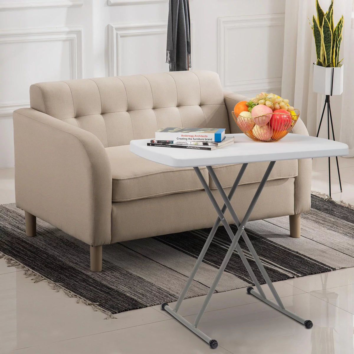 4 Ft White Plastic Folding Table Q17858