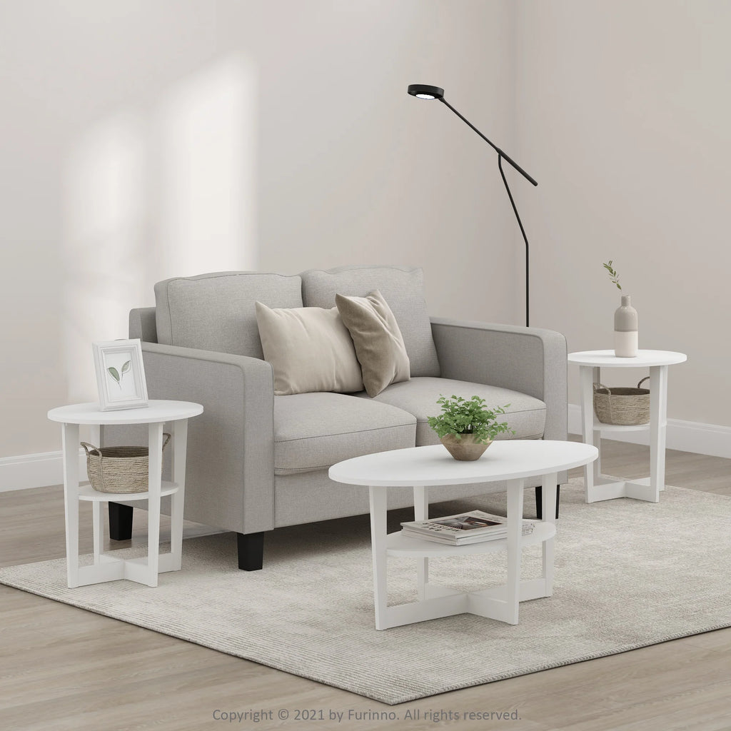 White Oval End Table Set of Two O7555