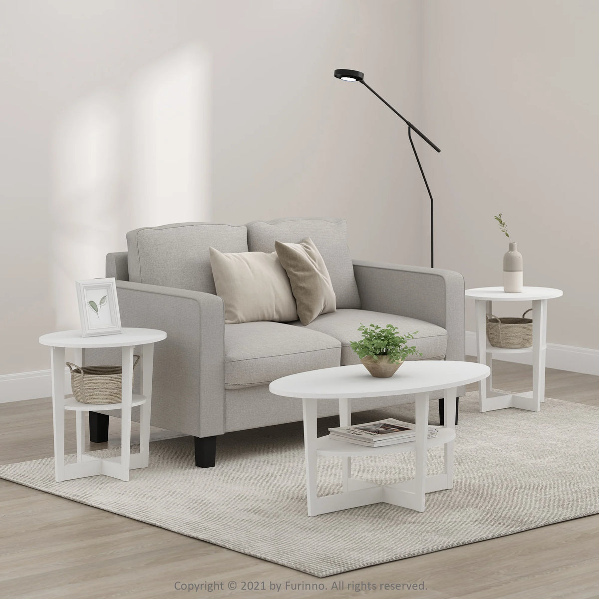 White Oval End Table Set of Two O7555