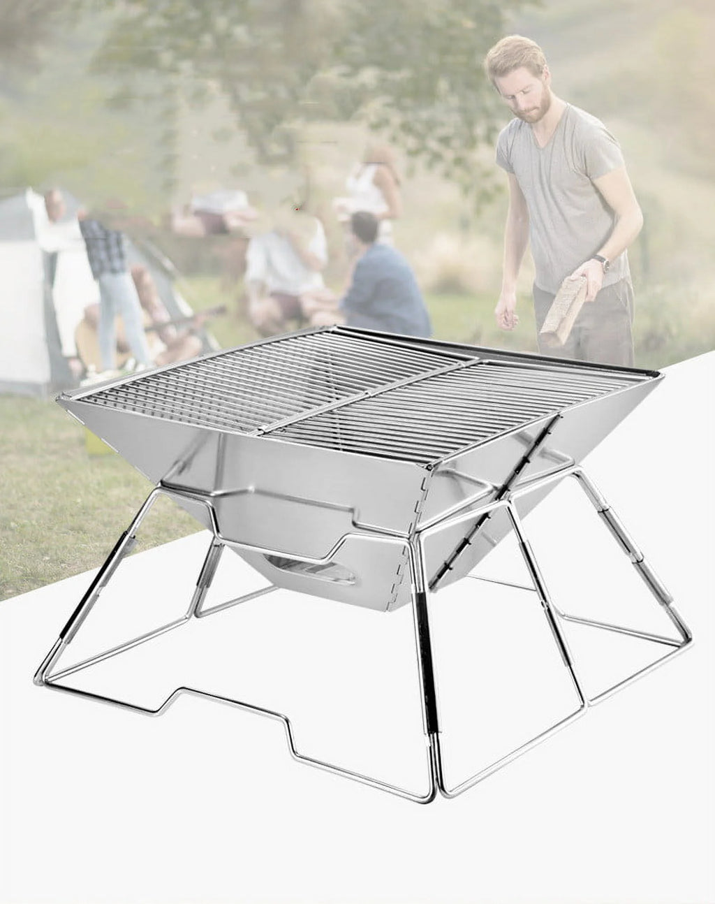 Folding Stainless Steel Campfire Grill E995