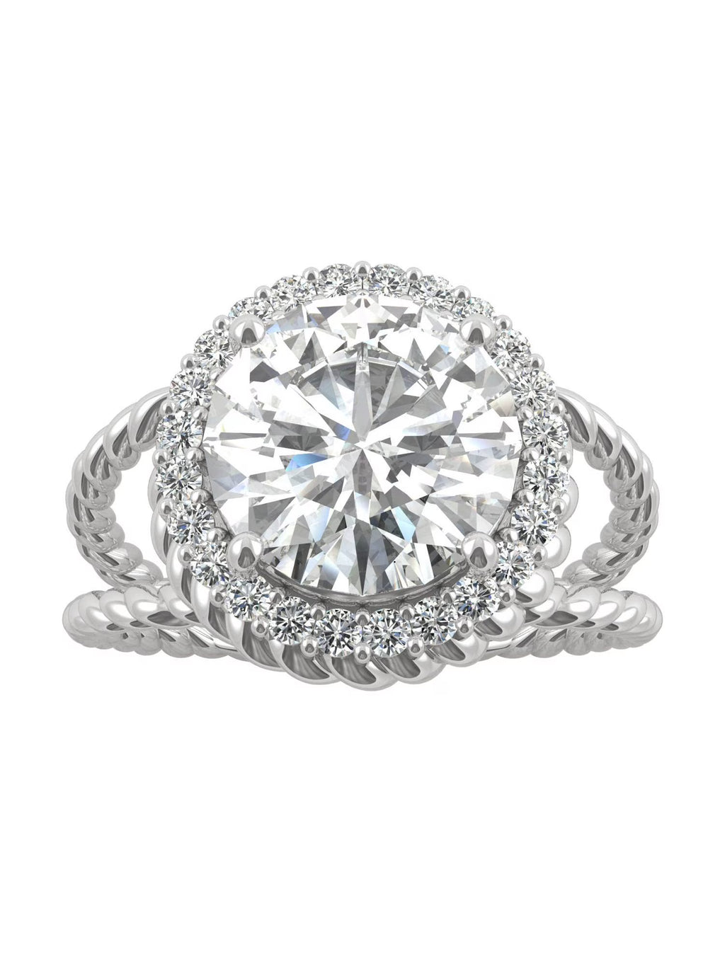 14K White Gold Moissanite Halo Engagement Ring Q671863
