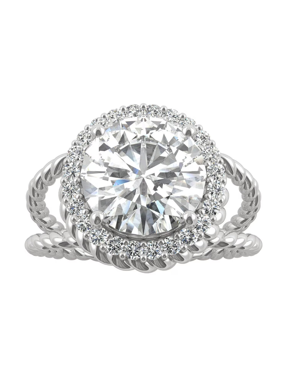 14K White Gold Moissanite Halo Engagement Ring Q671863