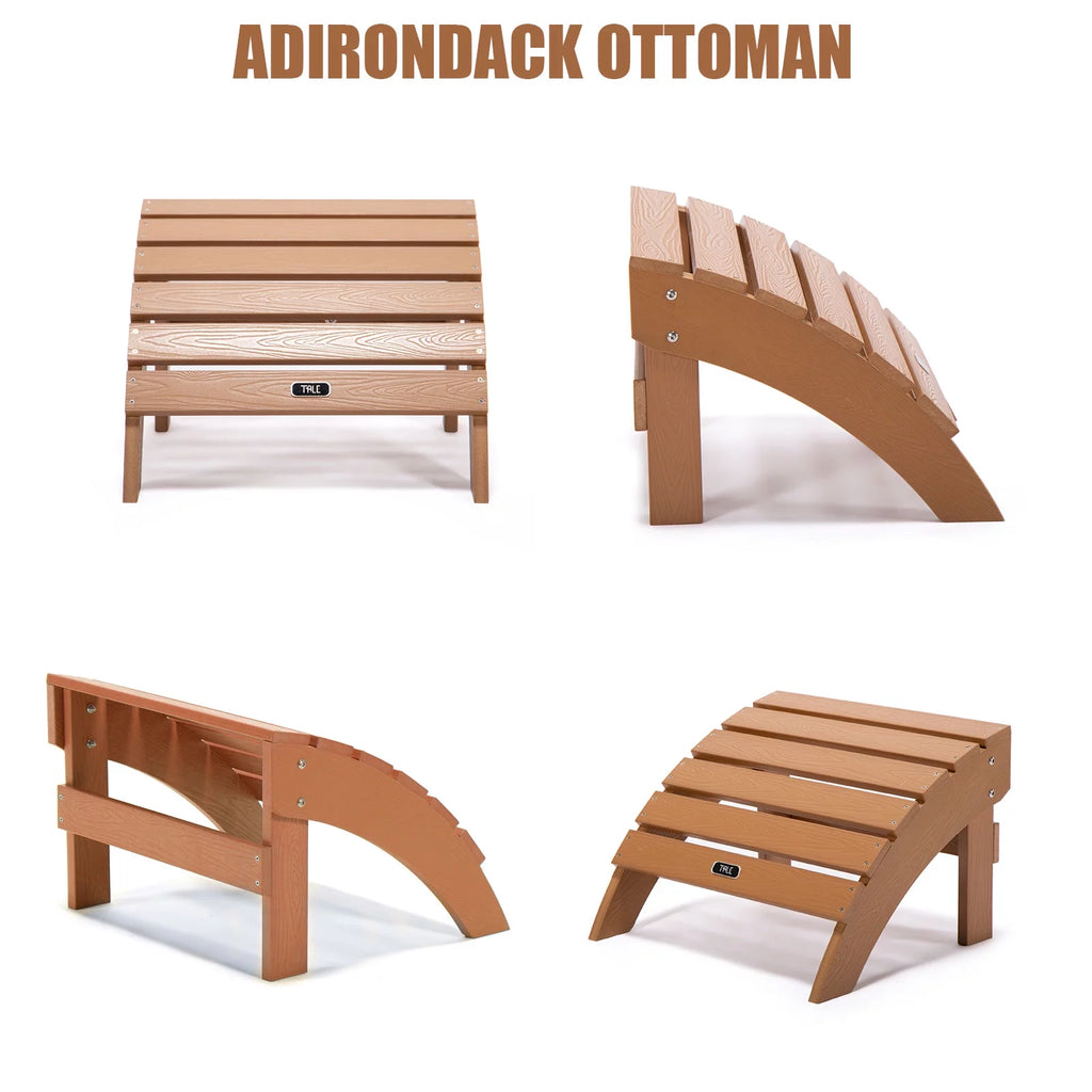 Brown Plastic Wood Outdoor Ottoman Footstool P90709