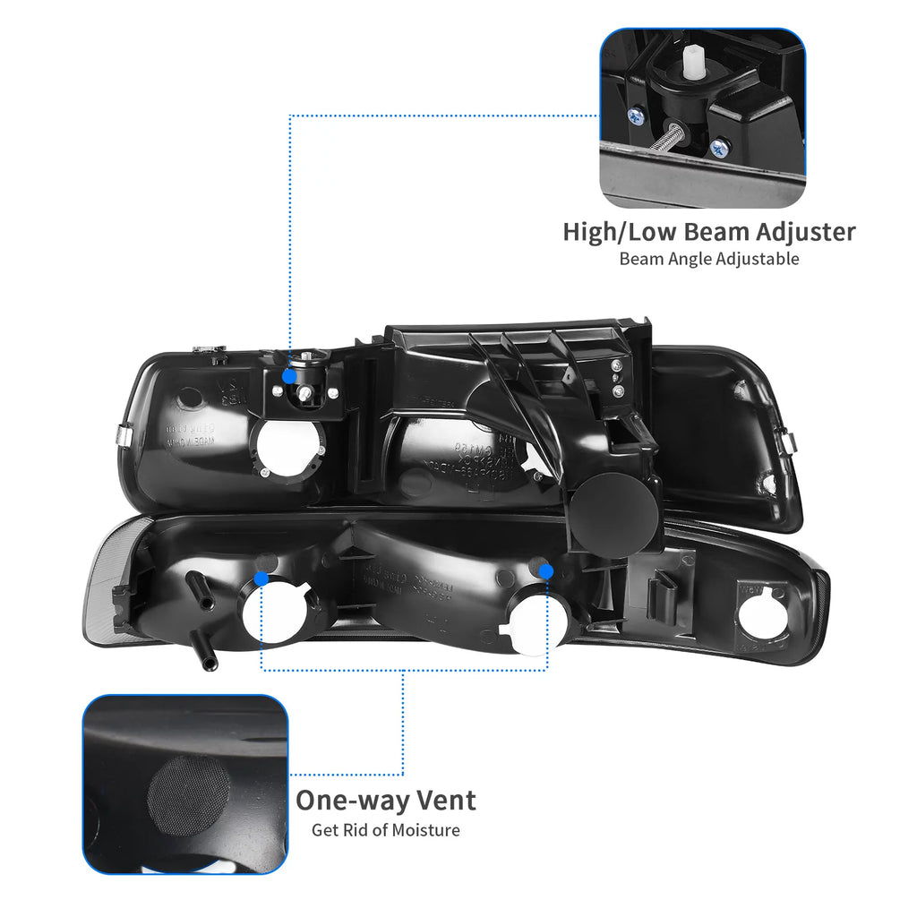 Smoke Headlights Assembly with Bumper Lamps T8948