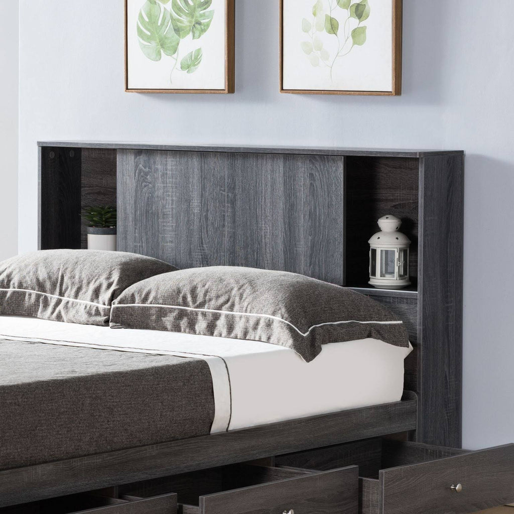 Twin Bookcase Headboard with Two Large Cubbies and Two Smaller Shelves - White Q146831