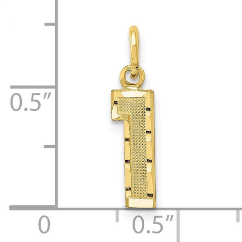 10K Yellow Gold Diamond Cut Number 1 Charm S208