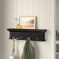 Solid Wood 4 Hook Wall Mounted Coat Rack Black White Z135497