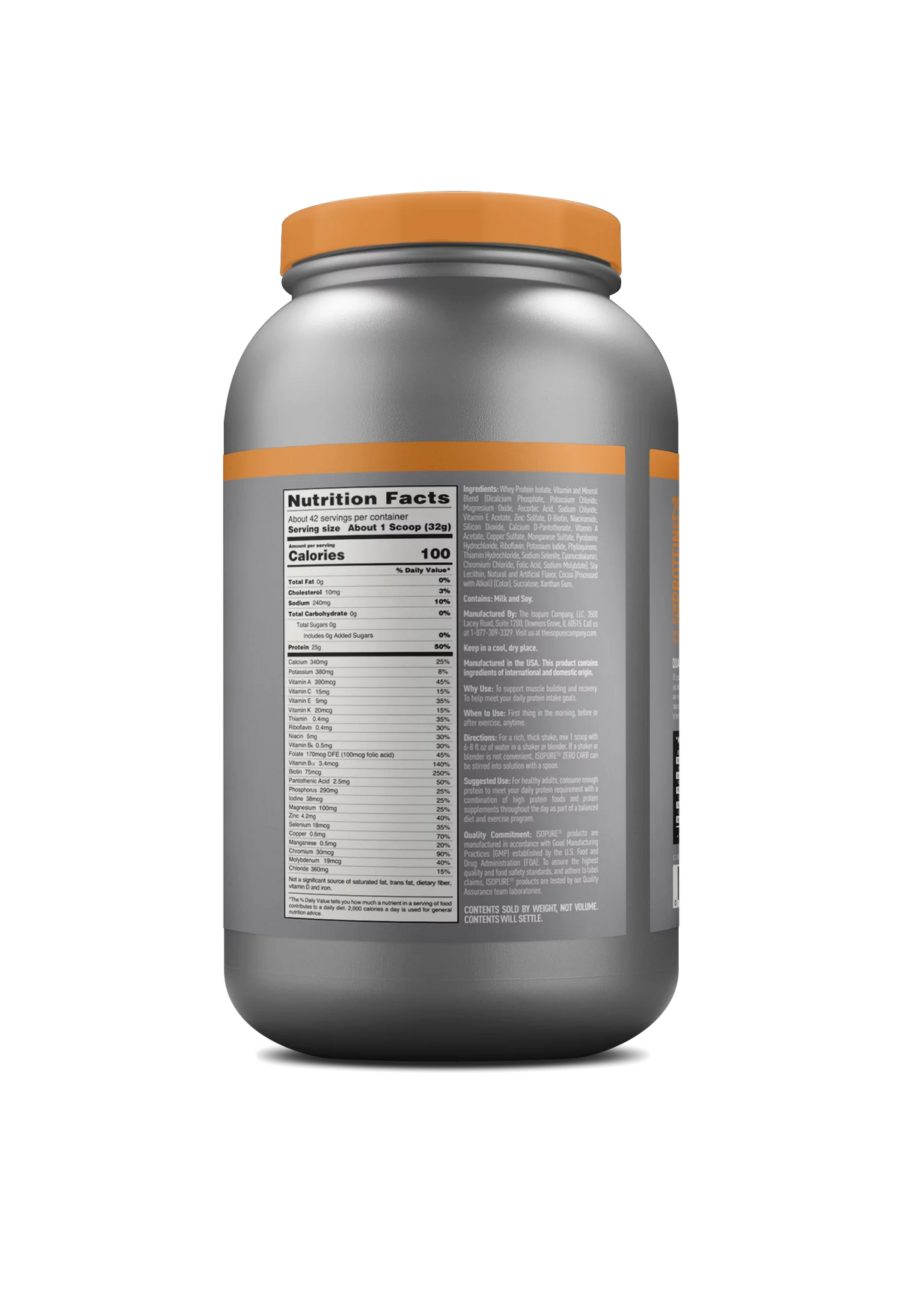 Zero Carb Whey Protein Isolate Powder Vanilla Salted Caramel 3 lb F817422