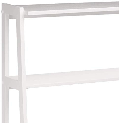 White 5 Shelf Rubberwood Ladder Bookshelf V6681
