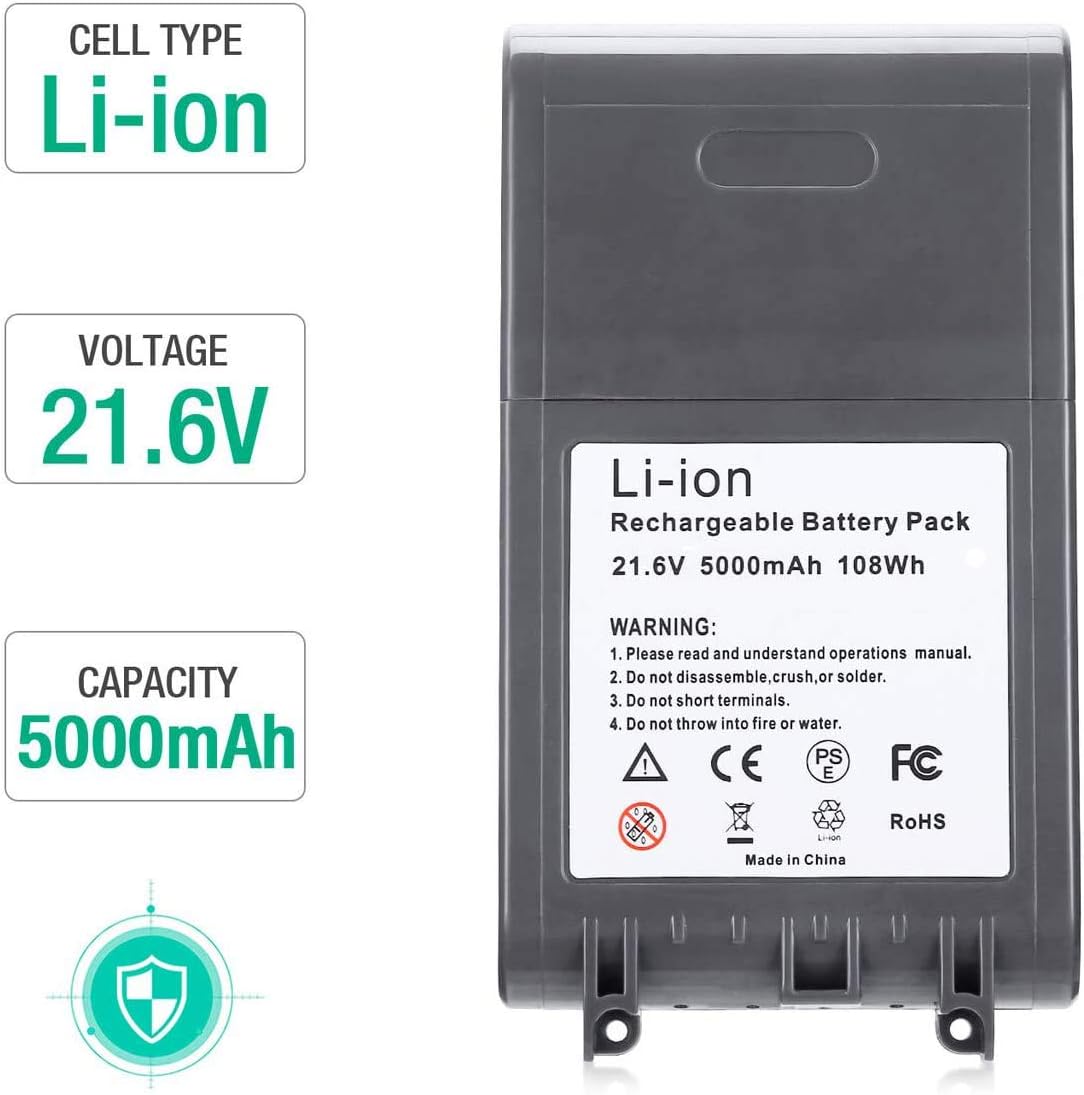 5.0Ah V8 Replacement Battery for Cord-Free Handheld Vacuum Z7512