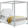 White Velvet King Bed I658
