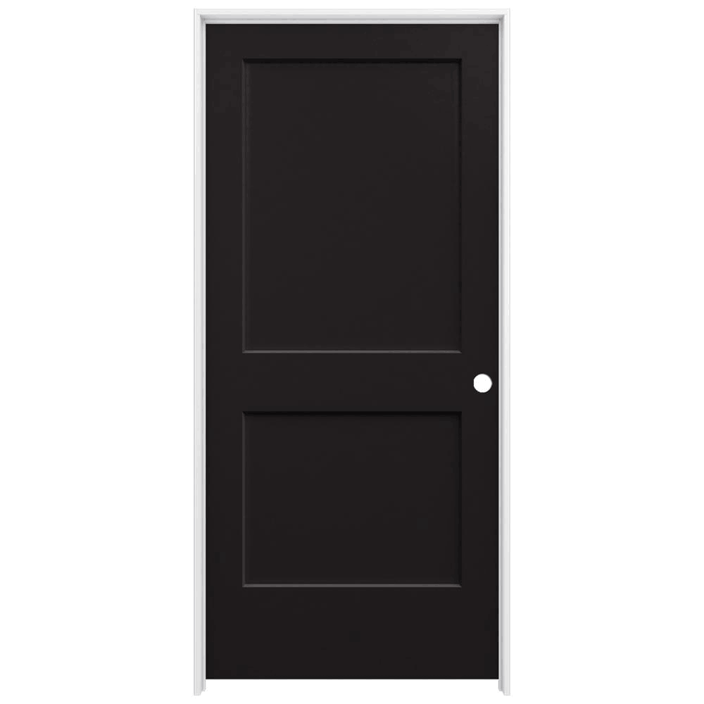 36 in. x 80 in. Black Painted Left-Hand Solid Core Molded Composite MDF Single Prehung Interior Door O45167