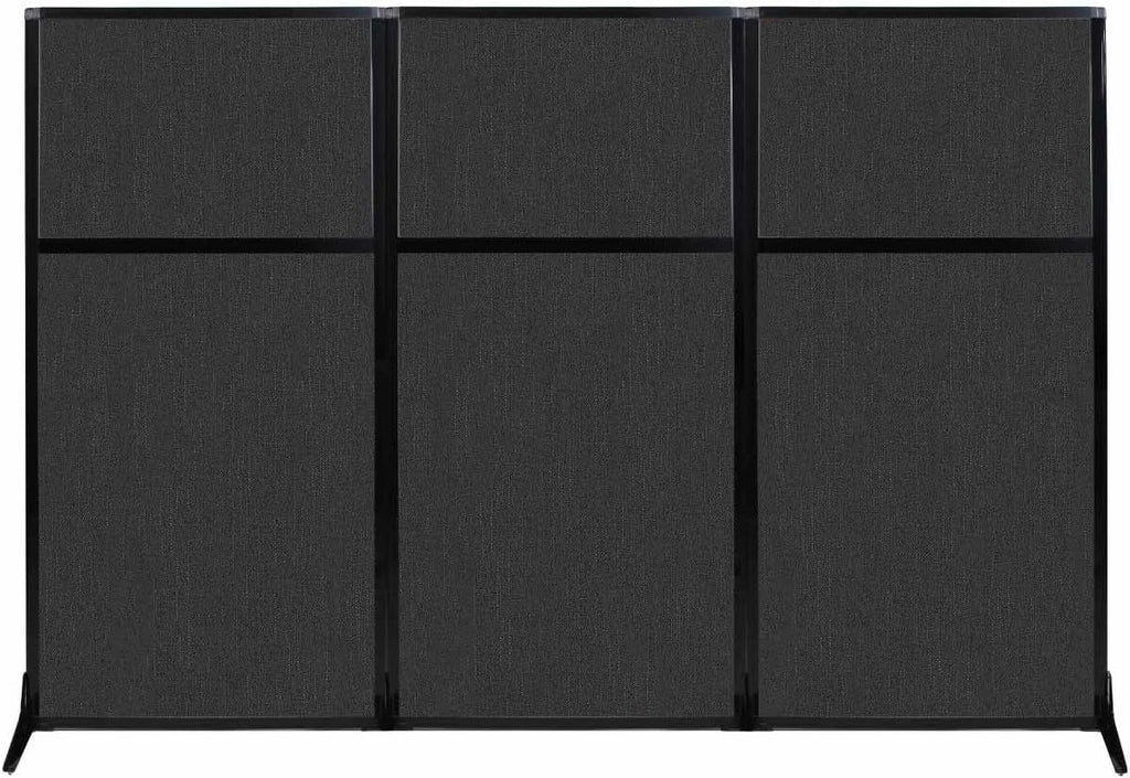 Portable Free Standing Privacy Screen with Black Fabric Panels U14292