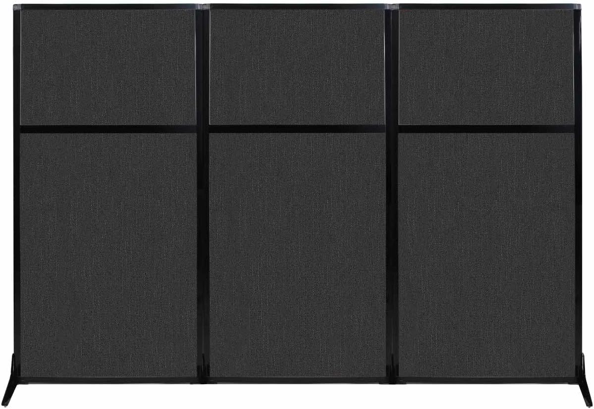 Portable Free Standing Privacy Screen with Black Fabric Panels U14292