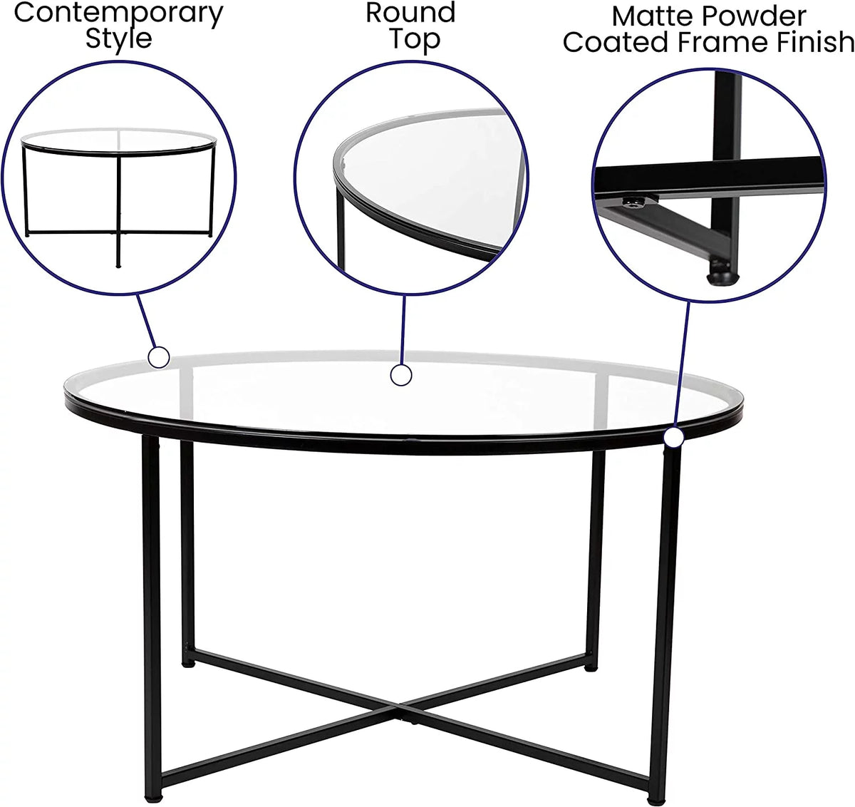 3 Piece Glass Top Occasional Table Set F1405