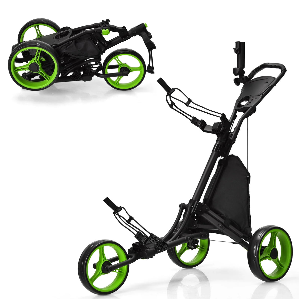 Folding 3 Wheels Golf Push Cart with Bag Scoreboard A318