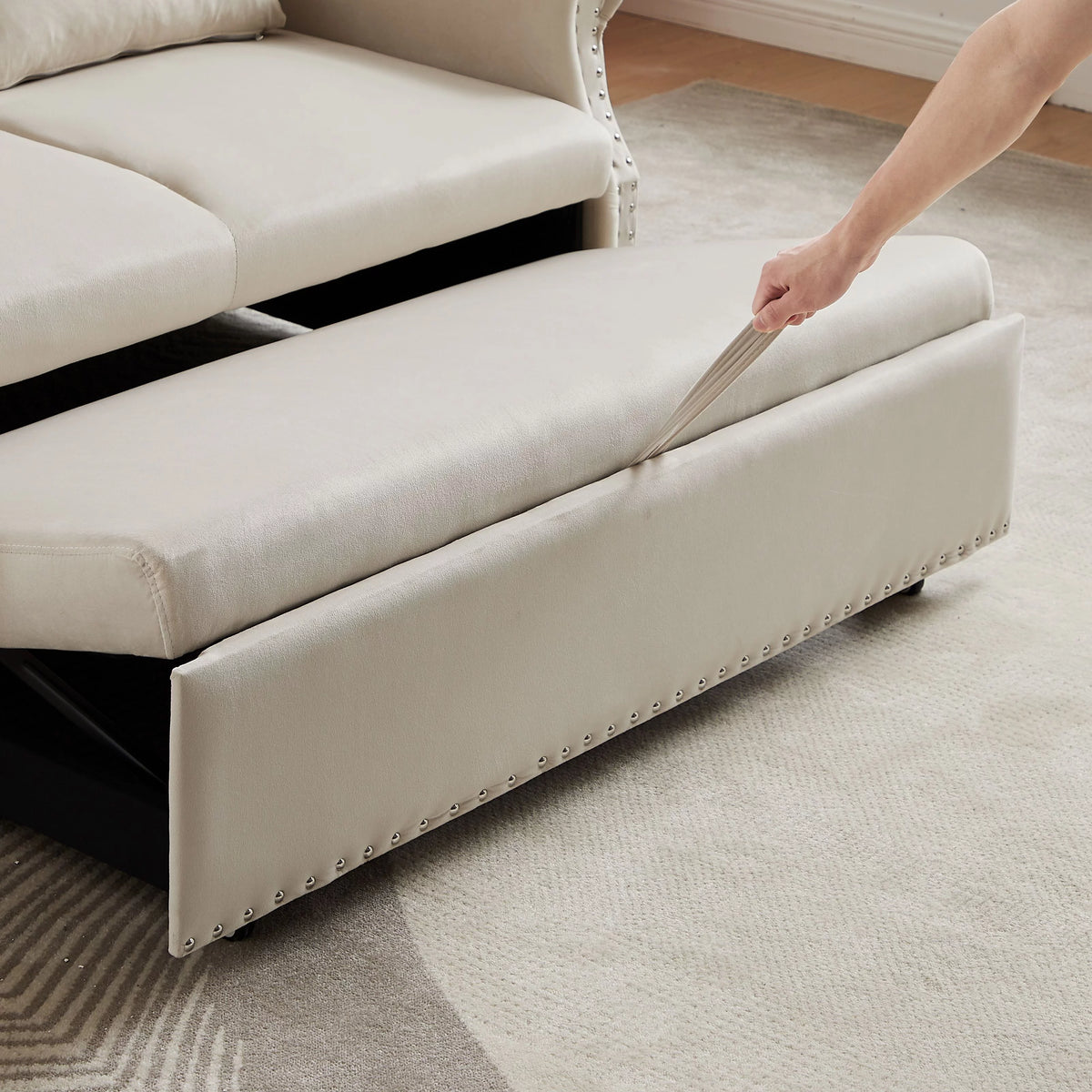 Velvet Convertible Sleeper Sofa Bed D12637