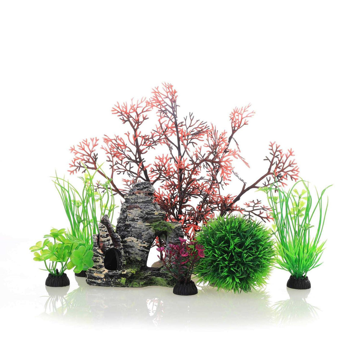 Plastic 7 Pieces Artificial Fish Tank Decor Set L400
