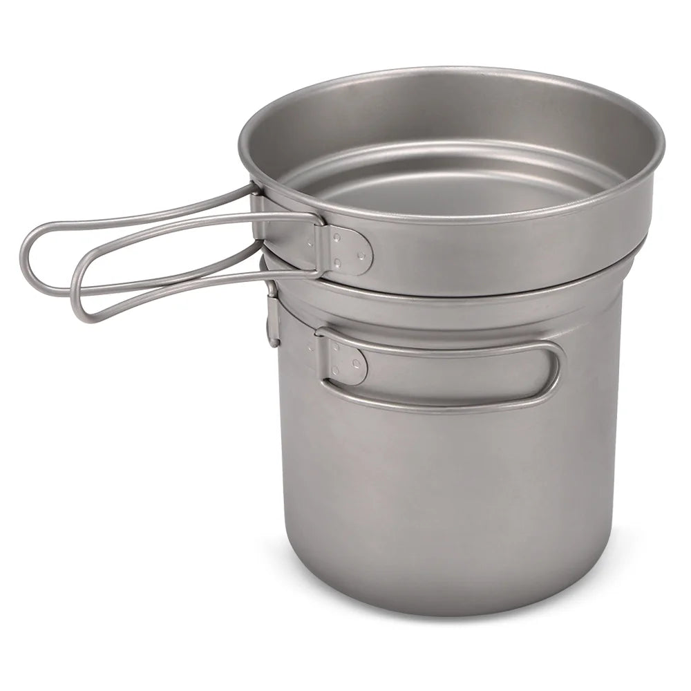 Titanium Cookware Set 1000ml 750ml Pot Pan Spoon Set W9858
